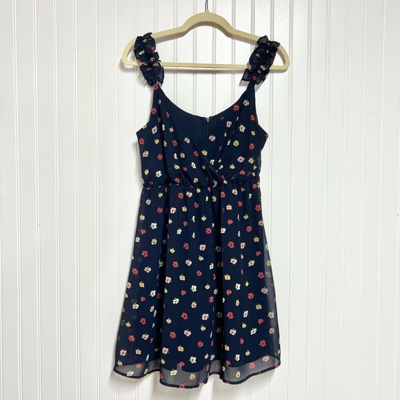 Madewell Ruffle Strap Faux Wrap Dress Size 00 Confetti Floral Blue Sleeveless - Picture 3 of 10